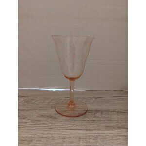 Tiffin Glass Company Diamond Optic Pink Wine Glass 6.5" Depression Era Stemware